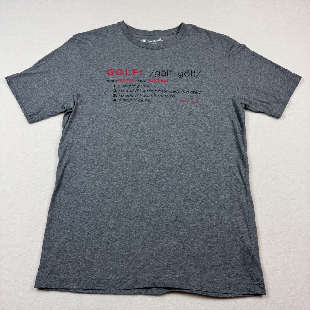 Travis Mathew Golf Graphic T-Shirt Men's Medium‎ Gray Funny Definition Tee